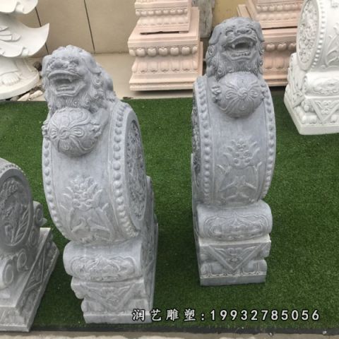 门口大理石门墩雕塑