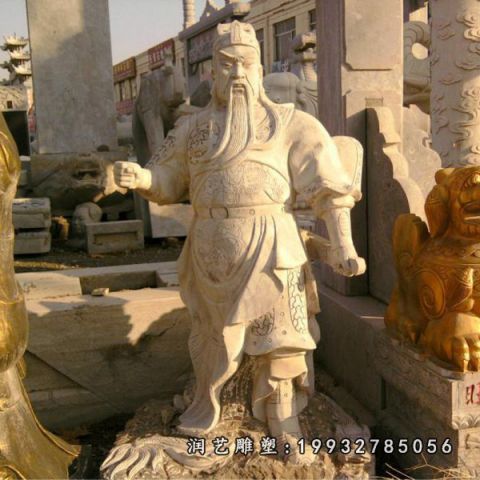 古代关公大理石公园雕塑