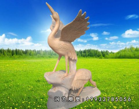 大理石仙鹤园林雕塑