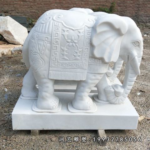 公园大象大理石雕塑