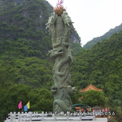 公园龙柱大理石雕塑