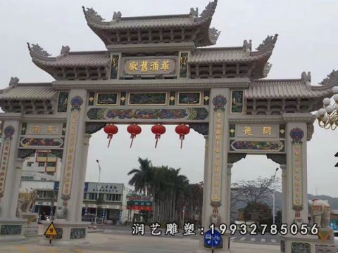园林牌楼大理石雕塑