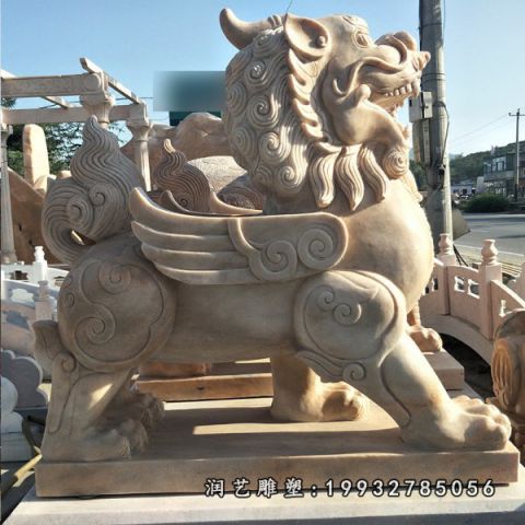 大理石门口貔貅雕塑