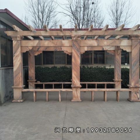晚霞红园林长廊石雕