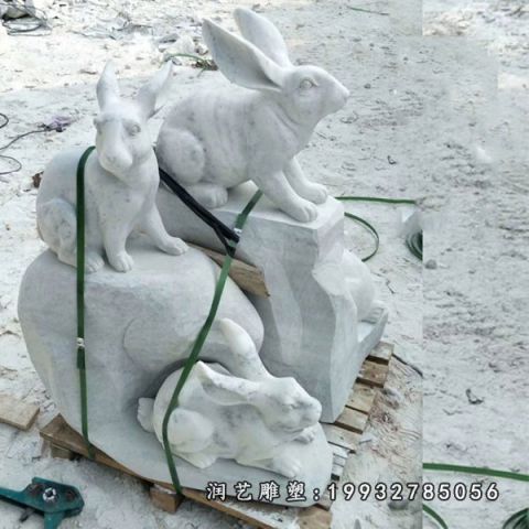 大理石园林兔子雕塑