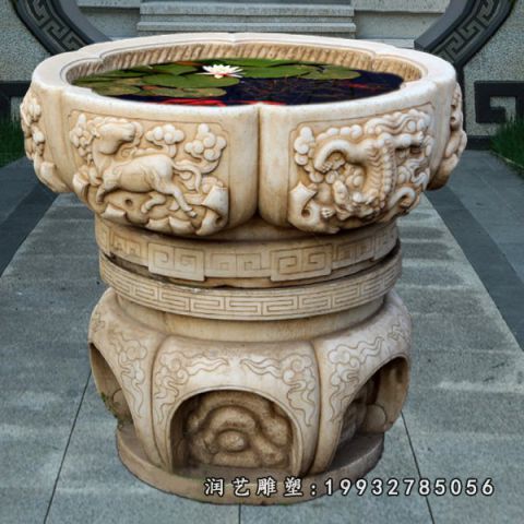 园林鱼缸大理石雕塑