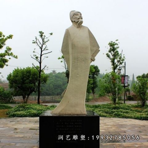 公园李白大理石雕塑
