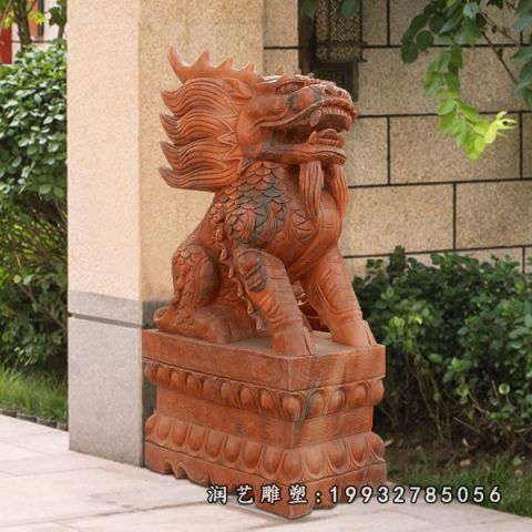 大理石门口麒麟雕塑