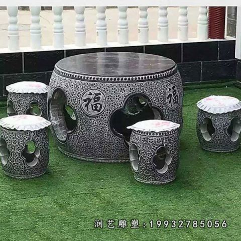 大理石桌凳小区雕塑
