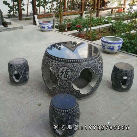 大理石庭院桌凳雕塑