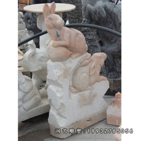 兔子公园大理石雕塑