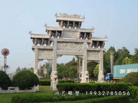 街道大理石牌楼雕塑