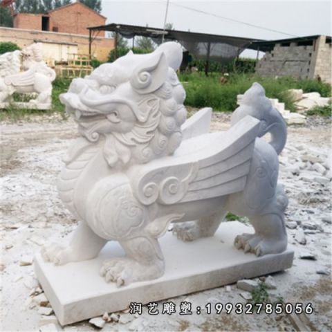 公园独角兽大理石雕塑