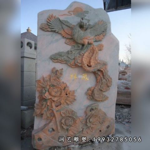 晚霞红浮雕凤凰雕塑