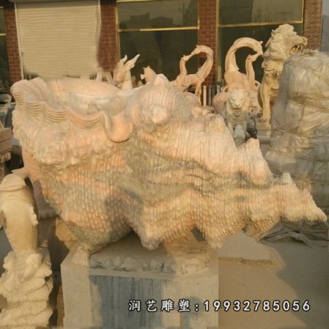 晚霞红海螺园林石雕