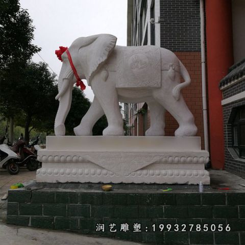 园林大理石大象雕塑