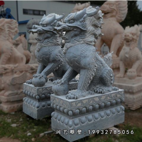 门口麒麟大理石雕塑