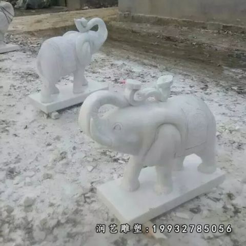 汉白玉大象动物雕塑