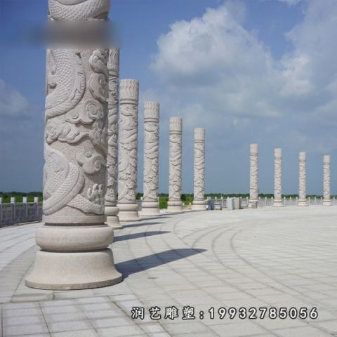 城市大理石龙柱景观雕塑
