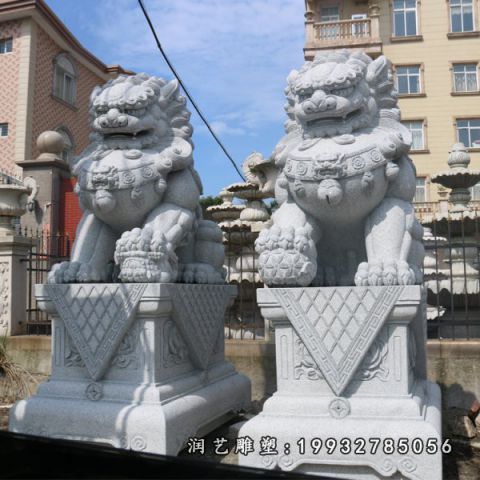 小区大理石狮子动物雕塑