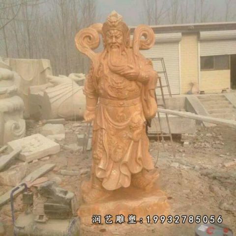 晚霞红关公古代人物雕塑