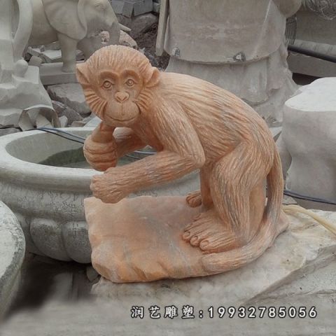 晚霞红猴子动物雕塑