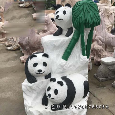 街道熊猫动物石雕