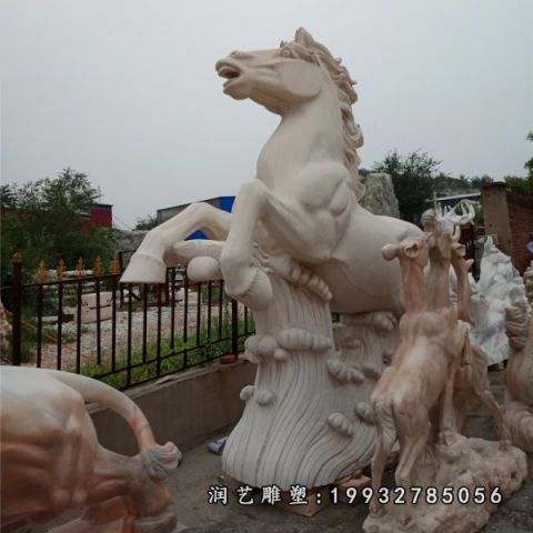广场大理石马动物雕塑