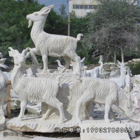 大理石三羊开泰动物雕塑