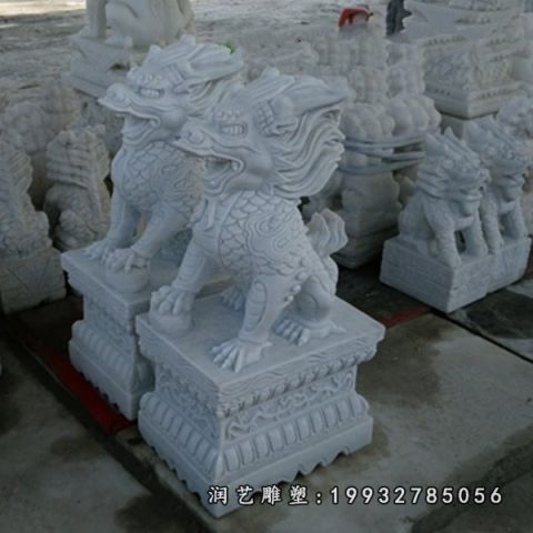 街道大理石麒麟动物雕塑