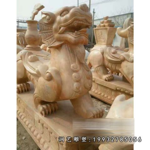 晚霞红貔貅动物雕塑