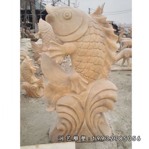 小区晚霞红鱼动物雕塑