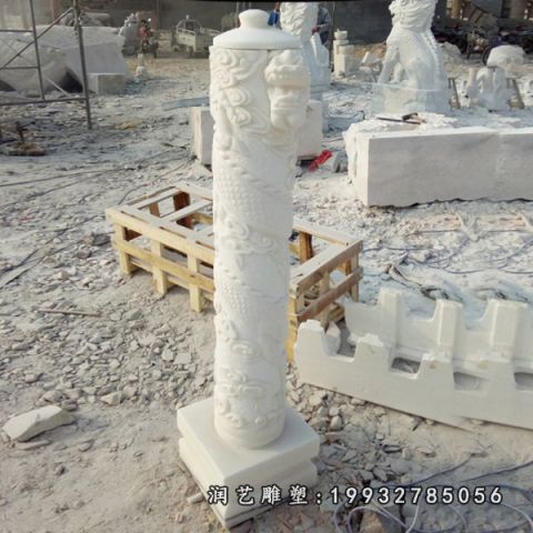 汉白玉龙柱景观雕塑