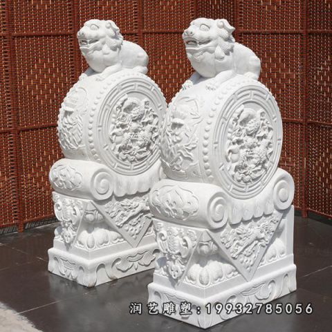 汉白玉抱鼓石景观雕塑