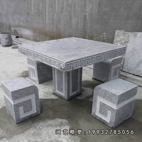 大理石桌凳景观雕塑