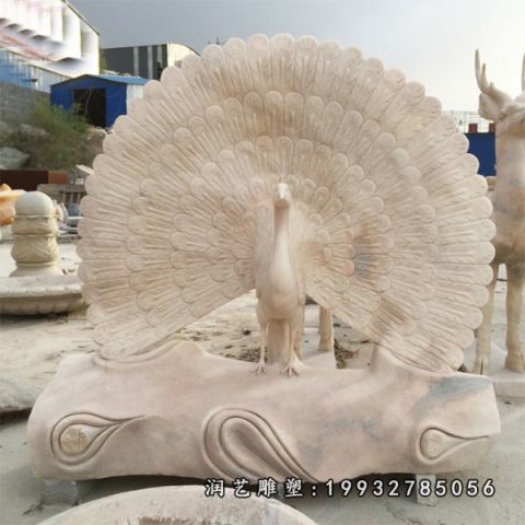 大理石孔雀动物雕塑
