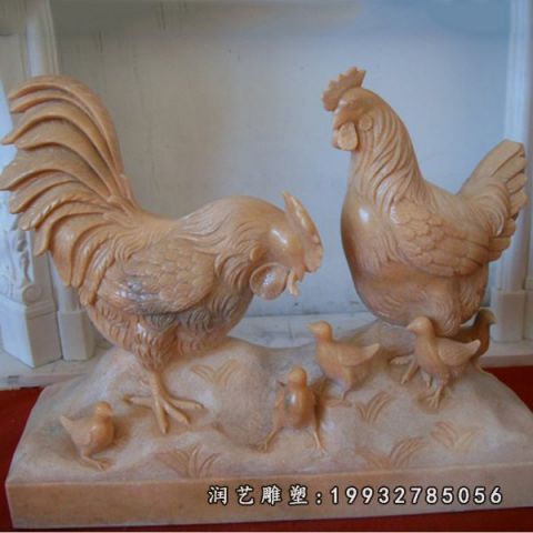 晚霞红鸡动物雕塑
