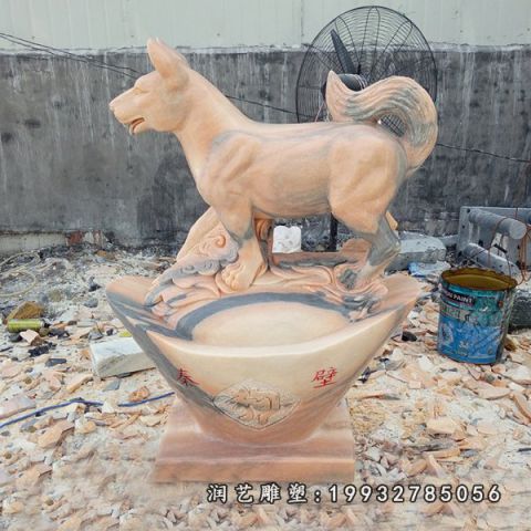 晚霞红狗动物雕塑