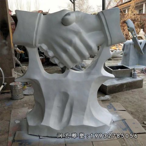 城市大理石握手景观雕塑