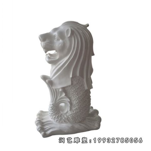 汉白玉鱼尾狮动物雕塑