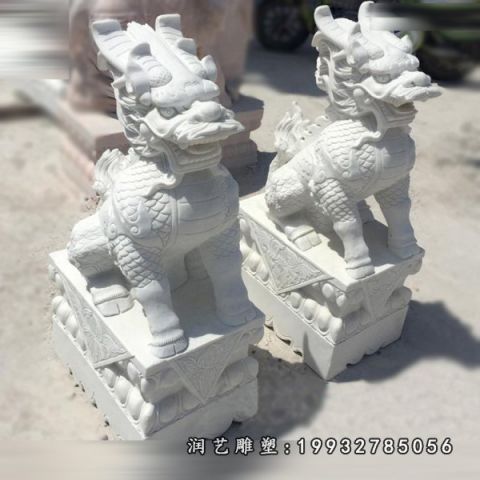 公园大理石麒麟动物雕塑