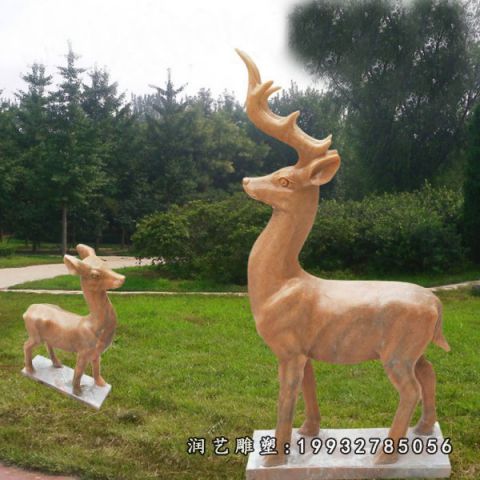 小区晚霞红鹿雕塑