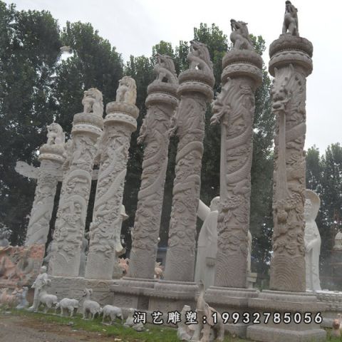 景区大理石龙柱雕塑
