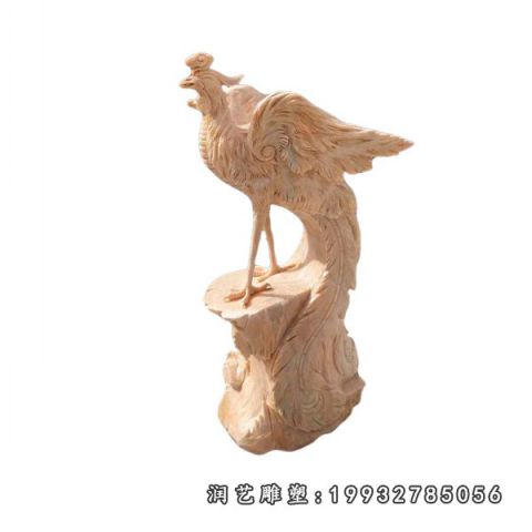 广场晚霞红凤凰动物雕塑