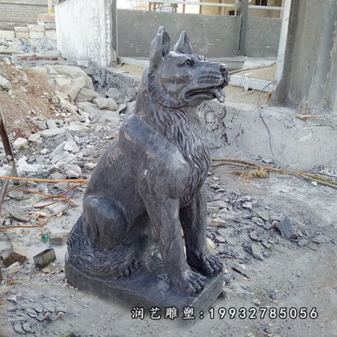 景区大理石狗雕塑
