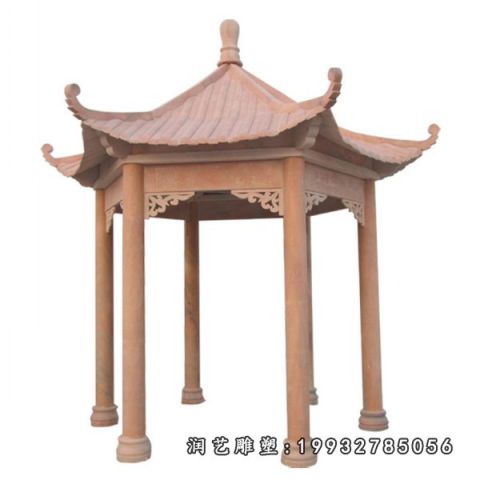 小区晚霞红凉亭雕塑