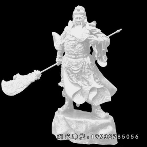 汉白玉关公古代人物雕塑