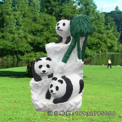 草坪大理石熊猫雕塑
