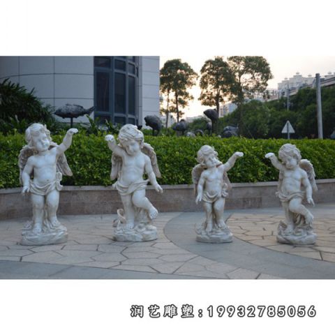 汉白玉提灯天使人物雕塑