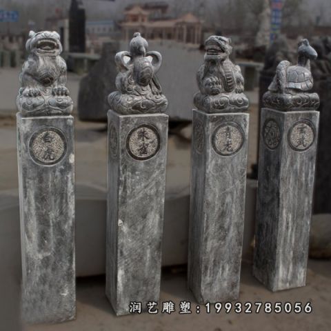 景区大理石拴马桩雕塑